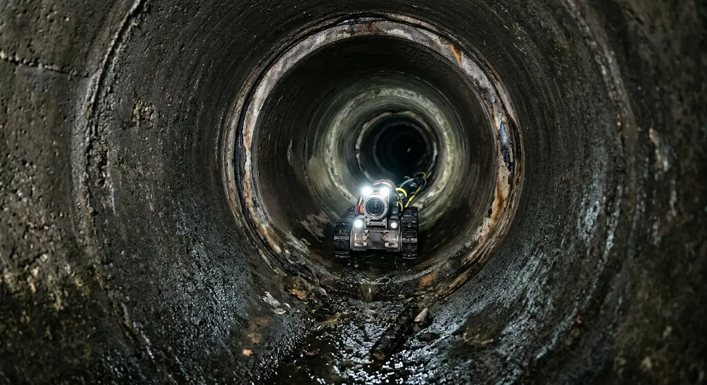 Robotic sewer camera inspecting pipe interior for Drain Snake Service in La Cresta